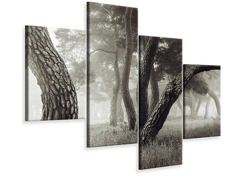 modern-4-piece-canvas-print-pine-grove-in-fog