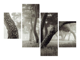 modern-4-piece-canvas-print-pine-grove-in-fog