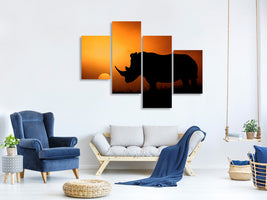 modern-4-piece-canvas-print-rhino-sunrise