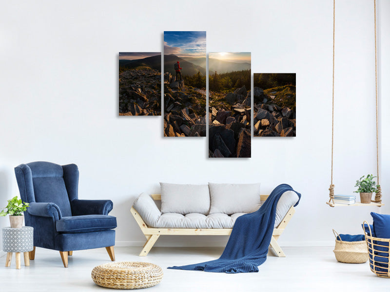 modern-4-piece-canvas-print-rocks-table
