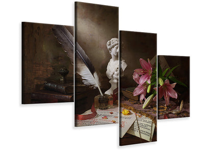 modern-4-piece-canvas-print-still-life-with-lily-and-bust