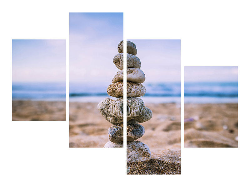 modern-4-piece-canvas-print-stone-pile-on-the-beach