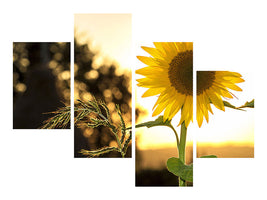 modern-4-piece-canvas-print-sunflower-in-the-sunrise