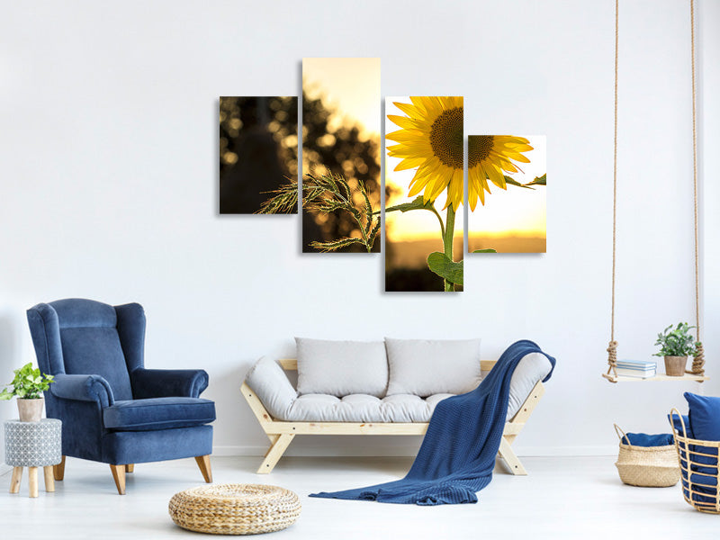 modern-4-piece-canvas-print-sunflower-in-the-sunrise