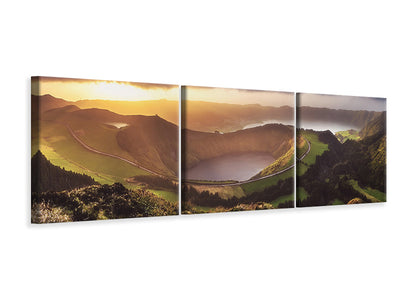 panoramic-3-piece-canvas-print-azores-sete-cidades-sunset-panorama