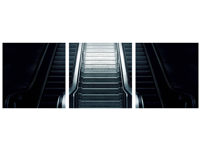 panoramic-3-piece-canvas-print-escalator-in-the-dark