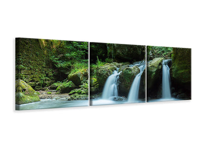 panoramic-3-piece-canvas-print-falling-water-in-the-wood