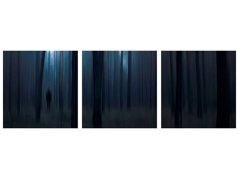 panoramic-3-piece-canvas-print-man-in-the-forest