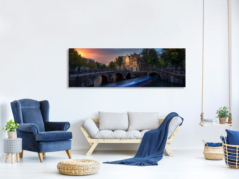 panoramic-canvas-print-amsterdam-sunset